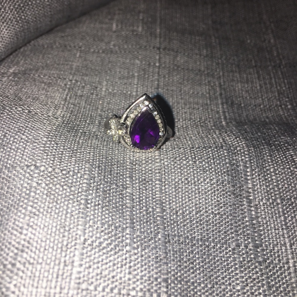 Charming Genuine Amethyst & Diamond Accented Ring